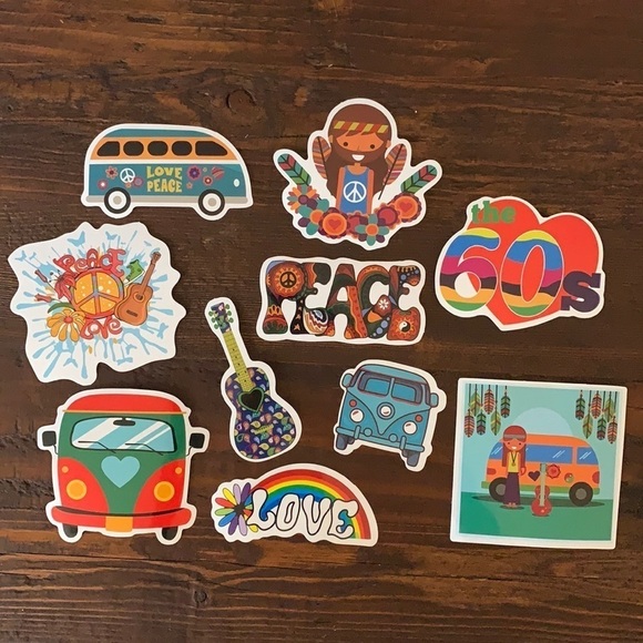 Other - Stickers Set of 10 Laptop Water Bottle VSCO Hippie